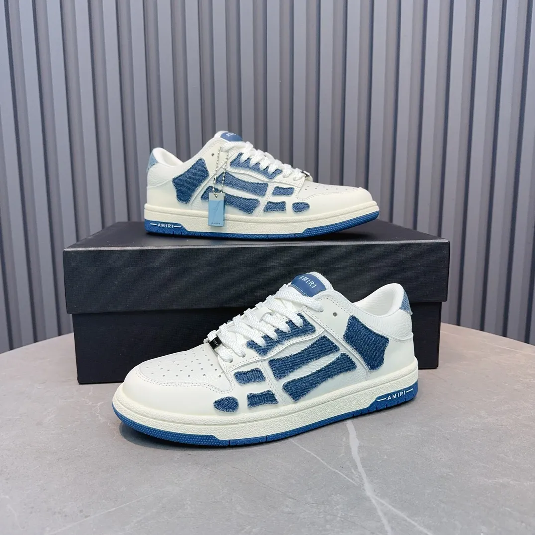 Men's men's shoes 💰600 AMIRI high street sneakers with bone sports shoes, toe layer cowhide upper, upper side bones, hand-stitched, good three-dimensional effect, customized metal LOGO, size 38-45 46